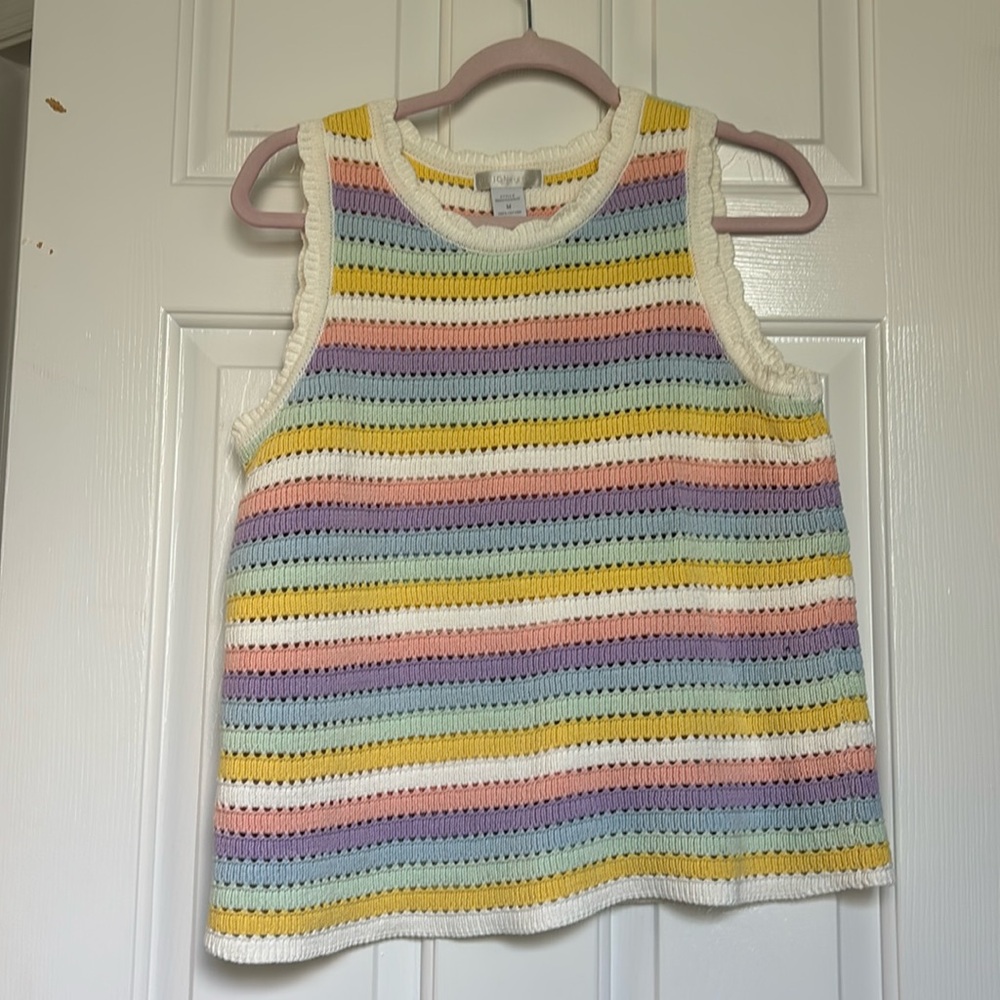 Design History striped rainbow knit sleeveless sweater size medium M